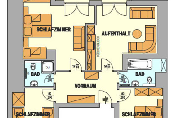 Grundriss Talbahnwohnung 3 im Hotel Garni Zerza in Nassfeld